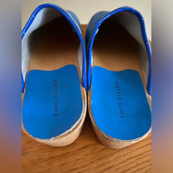 Bright Blue Colin Stuart Leather Clogs with Floral Detail - Picture 9 of 13